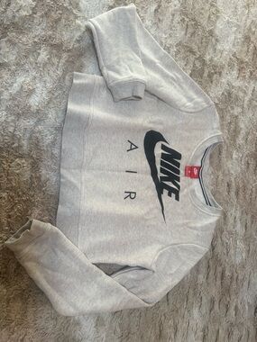 Nike Light Gray Crewneck Sweatshirt with Black Logo